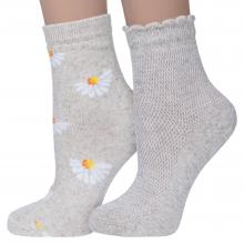 Комплект из 2 пар женских носков  с хлопком и льном НАШЕ Смоленской чулочной фабрики микс 1