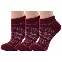 Комплект из 3 пар женских полушерстяных носков Grinston socks (PINGONS) БОРДОВЫЕ
