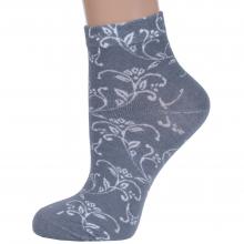 Женские носки RuSocks (Орудьевский трикотаж) ТЕМНО-СЕРЫЕ, рис. Цветы