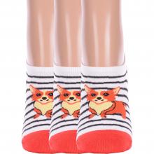 Комплект из 3 пар женских ультракоротких носков Hobby Line БЕЛО-КРАСНЫЕ
