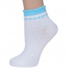 Женские бамбуковые носки PARA socks БЕЛЫЕ с бирюзовым