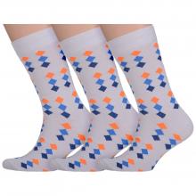 Комплект из 3 пар мужских носков НЕВА-Сокс MAG-19, СВЕТЛО-СЕРЫЕ