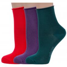 Комплект из 3 пар женских носков без резинки Grinston socks (PINGONS) из мерсеризованного хлопка микс 5