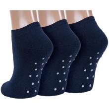 Комплект из 3 пар женских махровых носков RuSocks (Орудьевский трикотаж) ТЕМНО-СИНИЕ с точками