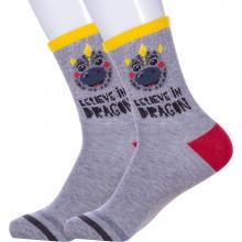 Комплект из 2 пар детских спортивных носков «Красная ветка» СЕРЫЕ