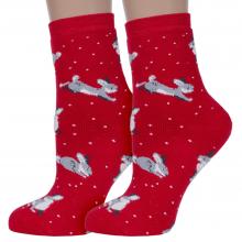 Комплект из 2 пар женских махровых носков Красная ветка С-1912, КРАСНЫЕ