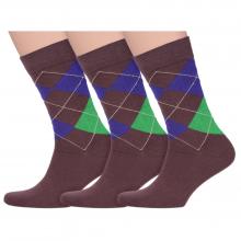 Комплект из 3 пар мужских носков  Нева-Сокс  М12, КОРИЧНЕВЫЕ