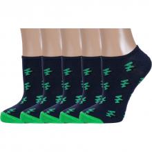 Комплект из 5 пар детских носков  Борисоглебский трикотаж  СИНИЕ с зеленым