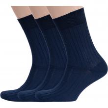 Комплект из 3 пар мужских носков RuSocks (Орудьевский трикотаж) из 100% хлопка рис. 01, ТЕМНО-СИНИЕ