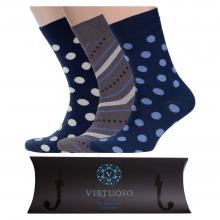 Набор из 3 пар мужских носков от фабрики VIRTUOSO микс  Горох + Диагональ 