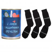 Мужские носки  Трио   в банке  С днем Защитника Отечества , рис. 1 / черные
