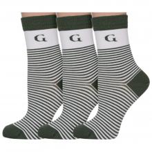 Комплект из 3 пар женских бамбуковых носков Grinston socks (PINGONS) ОЛИВКОВЫЕ