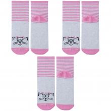 Комплект из 3 пар детских носков Альтаир СЕРЫЕ с розовым