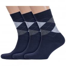 Комплект из 3 пар мужских махровых носков RuSocks (Орудьевский трикотаж) ТЕМНО-СИНИЕ