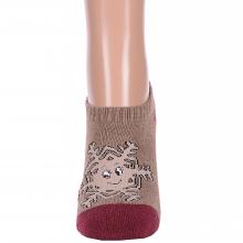 Женские ультракороткие махровые противоскользящие носки Hobby Line КОРИЧНЕВО-БОРДОВЫЕ