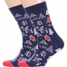 Комплект из 2 пар мужских носков с махровым следом «Красная ветка» СИНИЕ