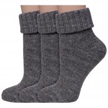 Комплект из 3 пар женских шерстяных носков RuSocks (Орудьевский трикотаж) СЕРО-КОРИЧНЕВЫЕ