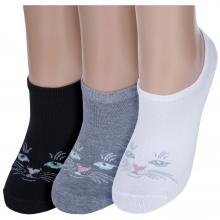 Комплект из 3 пар женских ультракоротких носков  Красная ветка  микс 1