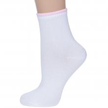Женские носки RuSocks (Орудьевский трикотаж) БЕЛЫЕ со светло-розовым