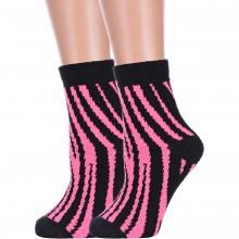 Комплект из 2 пар женских махровых носков Hobby Line ЧЕРНО-РОЗОВЫЕ