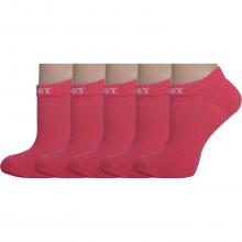 Комплект из 5 пар женских носков с махровыми мыском и пяткой Palama МАЛИНОВЫЕ