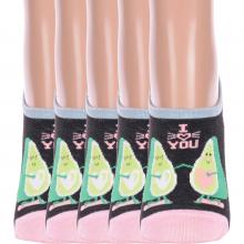 Комплект из 5 пар женских ультракоротких носков Hobby Line ЧЕРНО-РОЗОВЫЕ