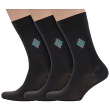 Комплект из 3 пар мужских носков Grinston socks (PINGONS) из мерсеризованного хлопка КОРИЧНЕВЫЕ