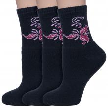 Комплект из 3 пар женских носков с махровой стопой Альтаир ЧЕРНЫЕ