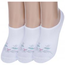 Комплект из 3 пар женских ультракоротких носков  Красная ветка  БЕЛЫЕ