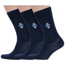 Комплект из 3 пар мужских носков Grinston socks (PINGONS) из мерсеризованного хлопка ТЕМНО-СИНИЕ
