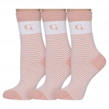 Комплект из 3 пар женских бамбуковых носков Grinston socks (PINGONS) КОРАЛЛОВЫЕ