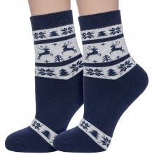 Комплект из 2 пар женских махровых носков Брестские (БЧК) рис. 160, ТЕМНО-СИНИЕ