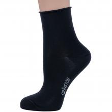 Женские носки без резинки из мерсеризованного хлопка Grinston socks (PINGONS) ЧЕРНЫЕ