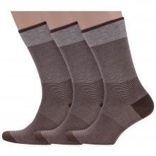 Комплект из 3 пар мужских носков Sergio Di Calze (PINGONS) из мерсеризованного хлопка КОРИЧНЕВЫЕ