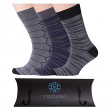 Набор из 3 пар мужских носков от фабрики VIRTUOSO микс Полоска