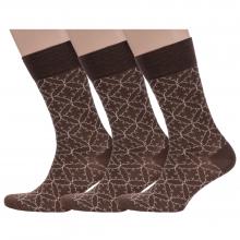 Комплект из 3 пар мужских носков Sergio Di Calze (PINGONS) из мерсеризованного хлопка КОРИЧНЕВЫЕ