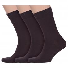 Комплект из 3 пар мужских носков  Нева-Сокс  без фабричных этикеток ТЕМНО-КОРИЧНЕВЫЕ
