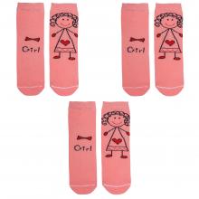 Комплект из 3 пар детских носков Альтаир ПЕРСИКОВЫЕ, рис. Girl
