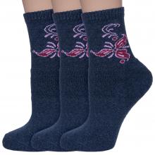 Комплект из 3 пар женских носков с махровой стопой Альтаир ТЕМНО-СИНИЕ
