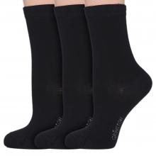 Комплект из 3 пар женских бамбуковых носков Grinston socks (PINGONS) ЧЕРНЫЕ