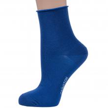 Женские носки без резинки из мерсеризованного хлопка Grinston socks (PINGONS) СИНИЕ