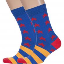 Комплект из 2 пар мужских носков  Борисоглебский трикотаж  СИНЕ-ОРАНЖЕВЫЕ