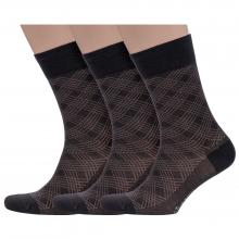 Комплект из 3 пар мужских носков Grinston socks (PINGONS) из мерсеризованного хлопка КОРИЧНЕВЫЕ