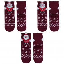 Комплект из 3 пар детских теплых носков Красная ветка БОРДОВЫЕ