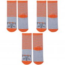 Комплект из 3 пар детских носков Альтаир ОРАНЖЕВЫЕ с серым