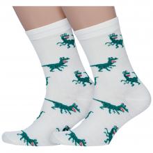 Комплект из 2 пар носков Hobby Line 80152-02-01-02, МОЛОЧНЫЕ  Динозавр 