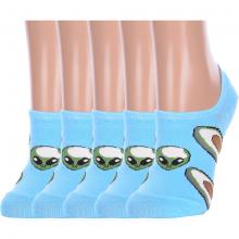 Комплект из 5 пар женских ультракоротких носков Hobby Line ГОЛУБЫЕ