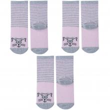 Комплект из 3 пар детских носков Альтаир РОЗОВЫЕ со светло-серым