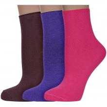 Комплект из 3 пар женских носков без резинки ХОХ микс 18
