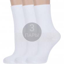 Комплект из 3 пар женских носков  Борисоглебский трикотаж  с широкой ослабленной резинкой БЕЛЫЕ